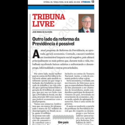 A Tribuna publica artigo de José Irineu sobre a Reforma da P...